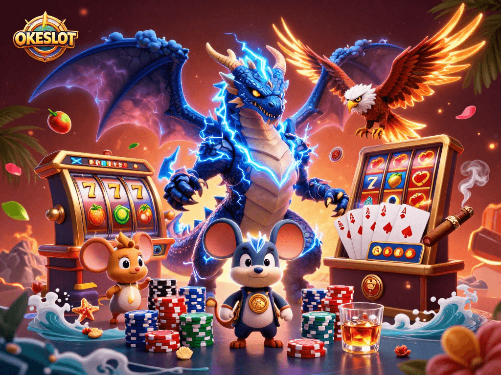OKESLOT menghadirkan ilustrasi 3D slot yang penuh energi dan karakter menarik dalam permainan kasino.