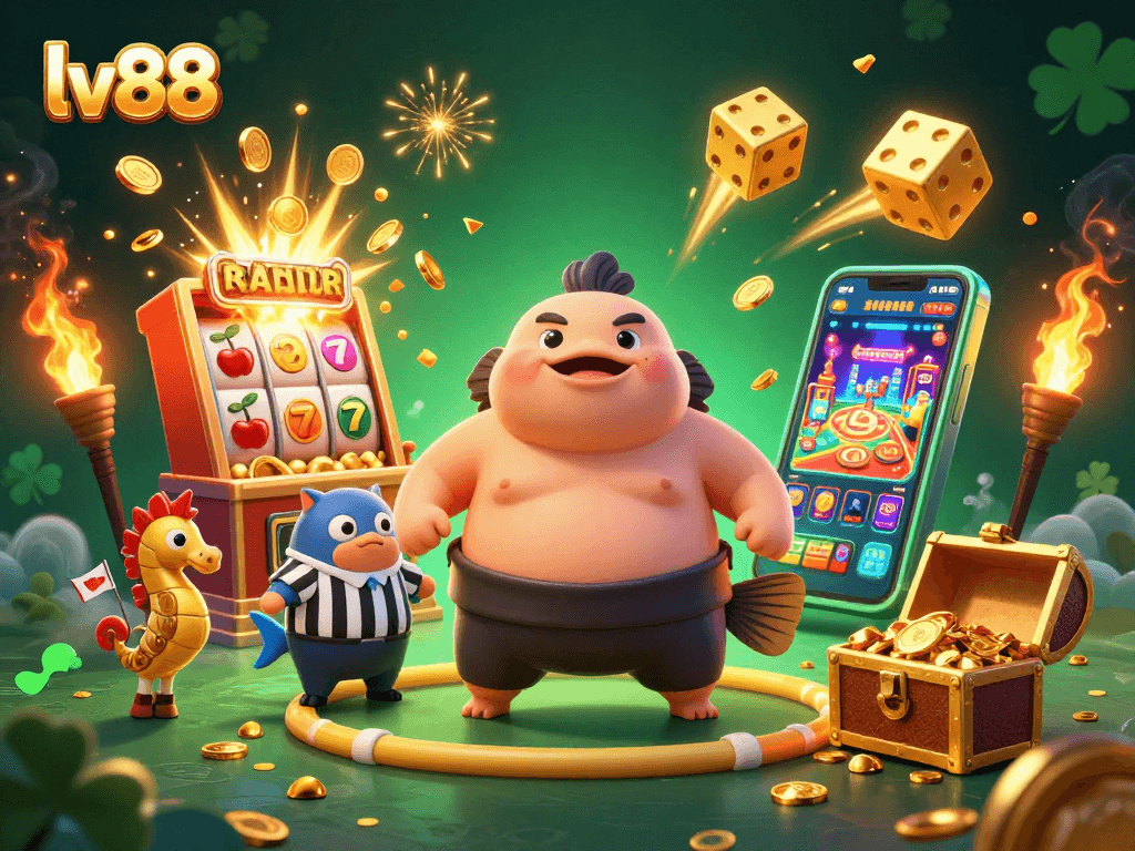 Experience winning moments at lv88 with a colorful casino underwater scene featuring lively characters.