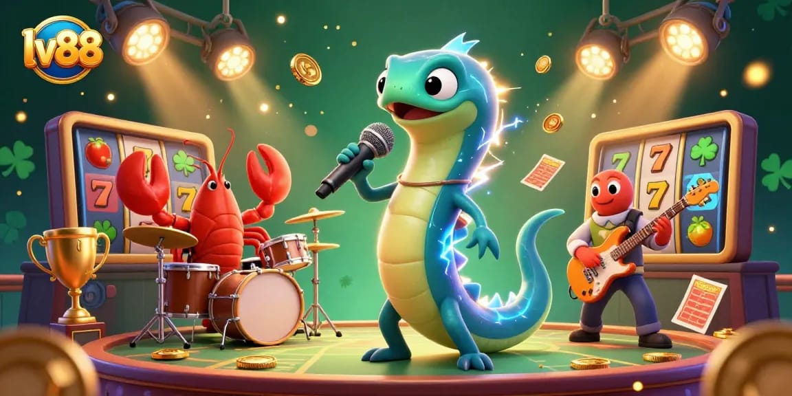 Engage with lv88 at an underwater casino featuring animated electric eel DJ, lobster drummer, and seahorse guitarist.