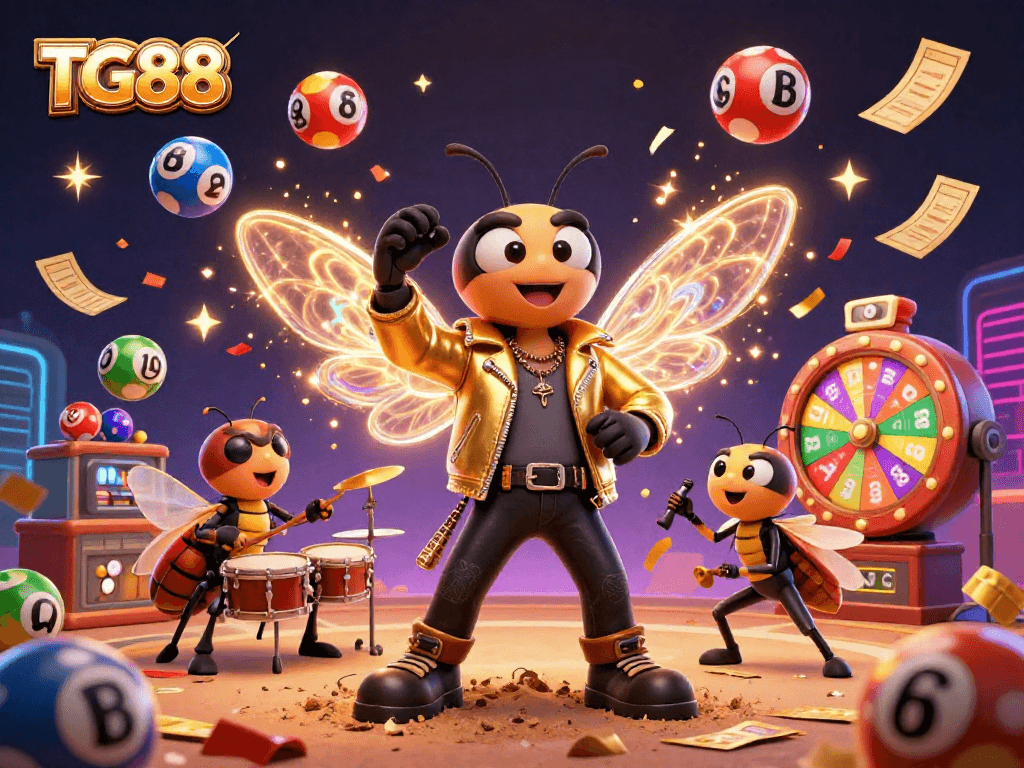 Experience the thrill of TG88 cockfighting games with a buzzing rock star and dynamic lottery elements.