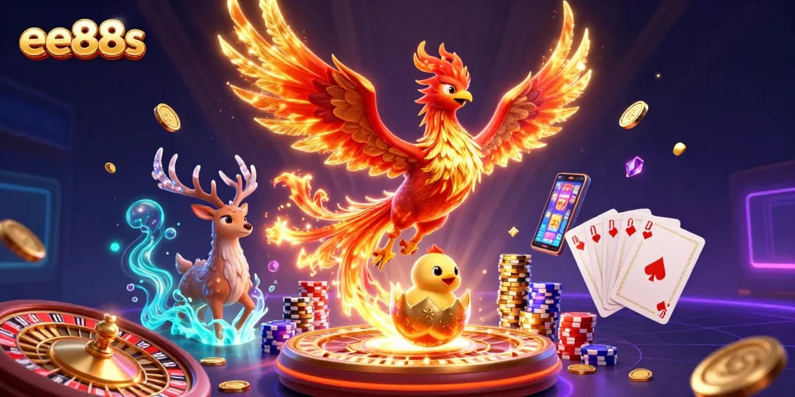 Engage with ee88s and experience majestic fire phoenixes amid vibrant casino elements and rewarding gameplay.