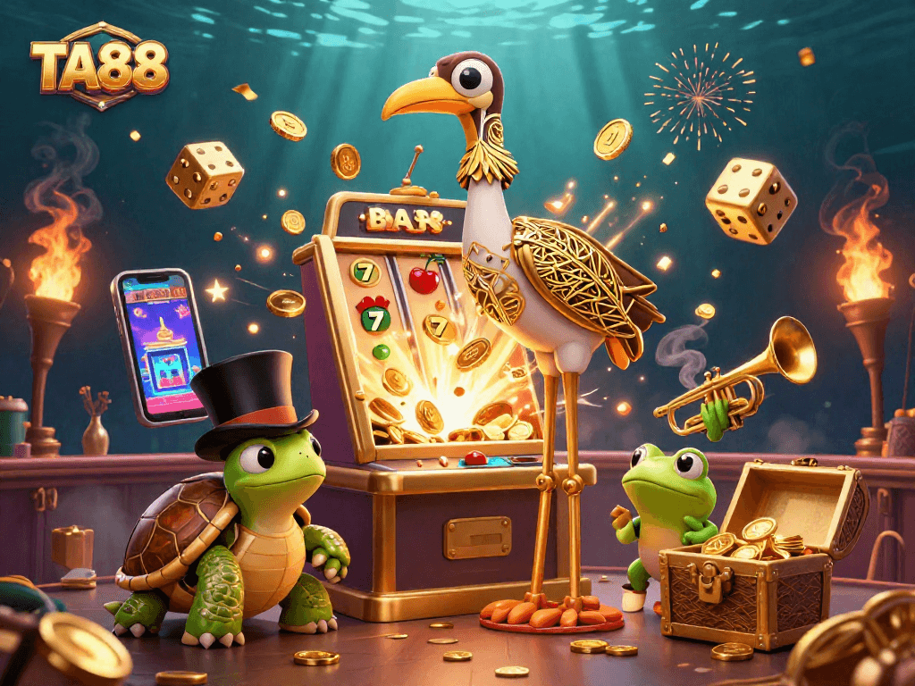 Experience thrilling gaming with TA88's vibrant casino scene featuring dynamic characters and exciting elements.