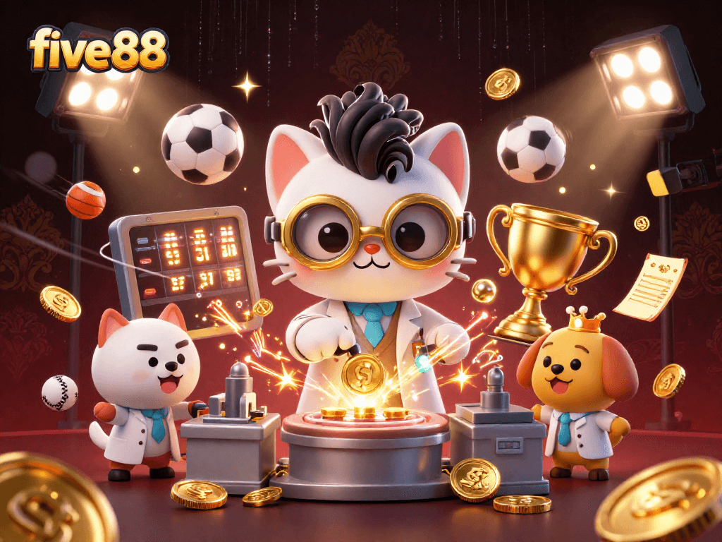 Experience exciting betting opportunities with five 88 in an ultra-detailed 3D casino artwork.