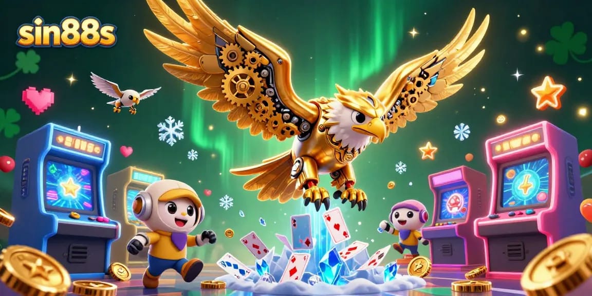 Experience thrilling gameplay with sin88s featuring a golden eagle and dazzling casino elements.