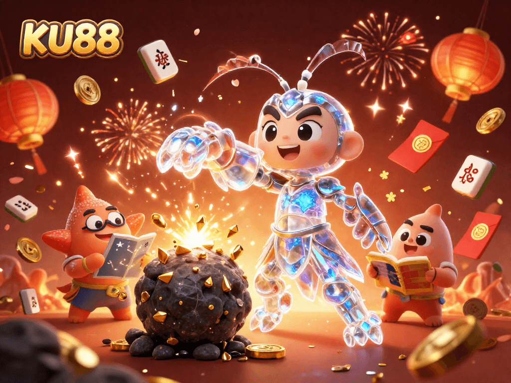 Engage with KU88 through a vibrant 3D casino scene filled with excitement and rewards.