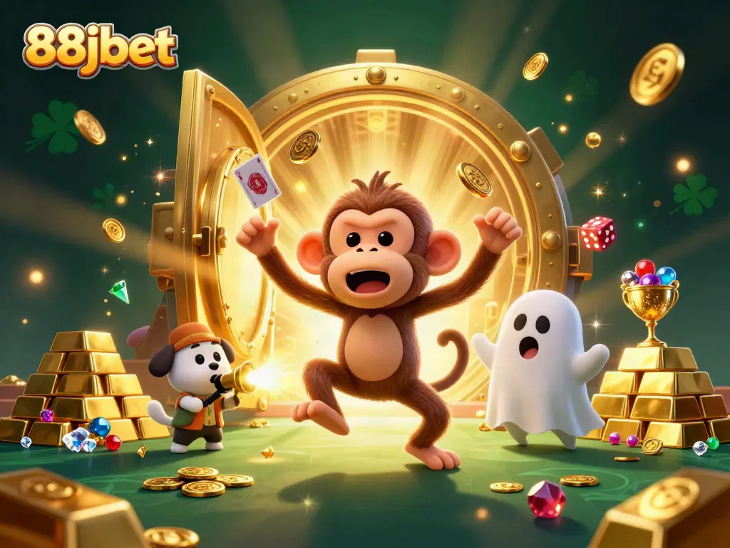 Experience playful chaos at 88jbet with a mischievous poltergeist monkey and ghost-hunter puppy!
