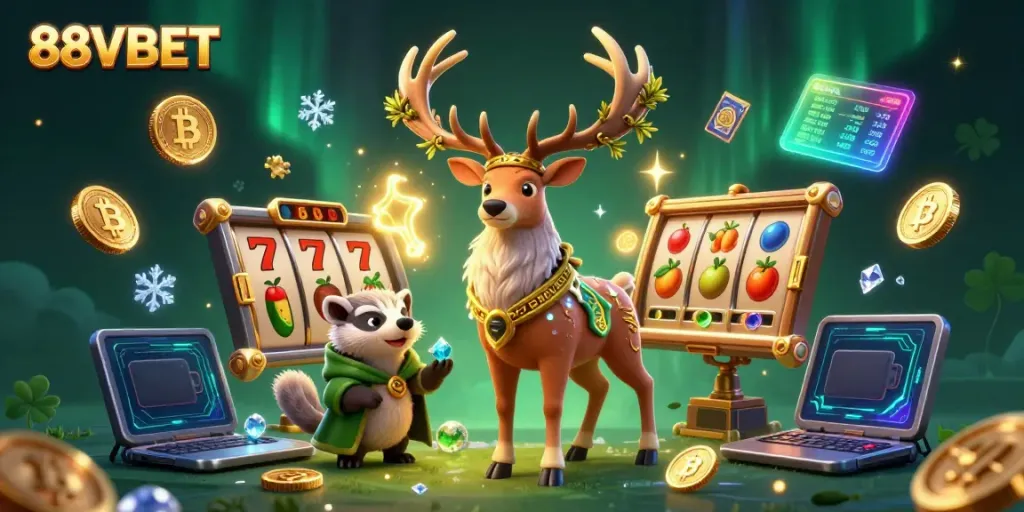 Engage in thrilling adventures with 88VBET, featuring vibrant 3D characters and exciting slot elements.