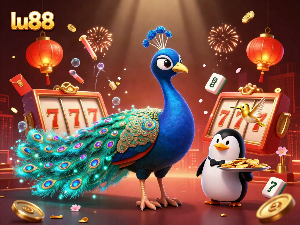 Experience thrilling gaming action at lu88 with lively characters set against a vibrant casino backdrop.