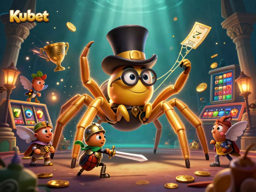 Kubet features a dynamic casino scene with characters and exciting gambling elements highlighting the thrill of gaming.