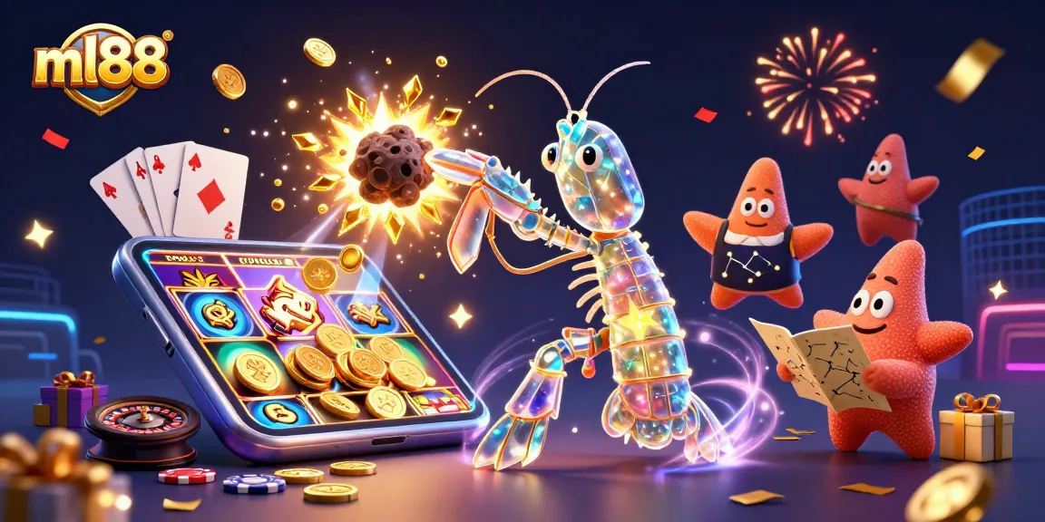 Immerse in the ml88 excitement as a galactic samurai mantis shrimp punches through an asteroid, revealing treasures.