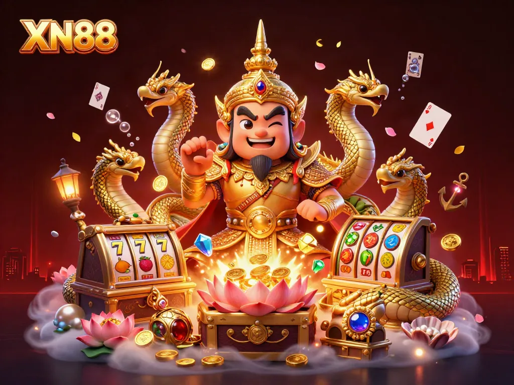 Experience thrilling gameplay with XN88 illustrated in a vibrant, detailed casino scene.
