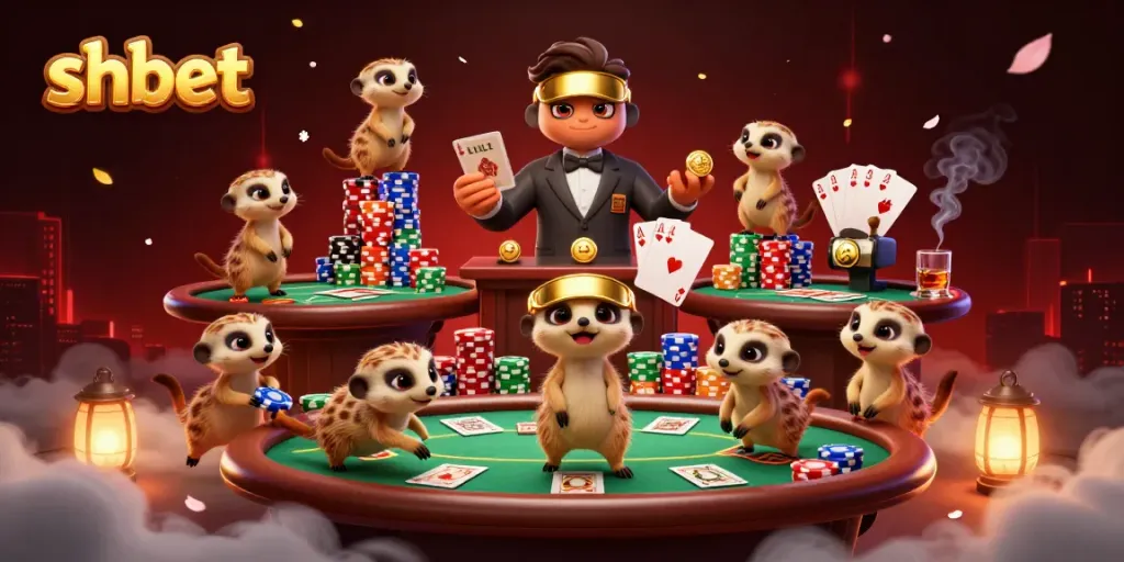 Experience thrilling gameplay and excitement at SHBET with a unique meerkat casino illustration.