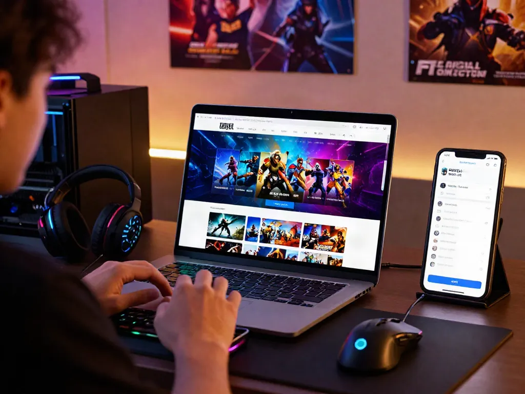 Experience warung168's vibrant digital gaming store while browsing for the latest games and accessories.