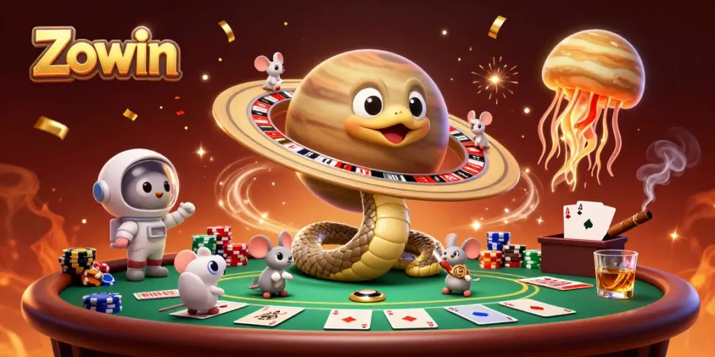 Zowin players enjoy thrilling bets with a unique roulette experience and vibrant casino symbols.
