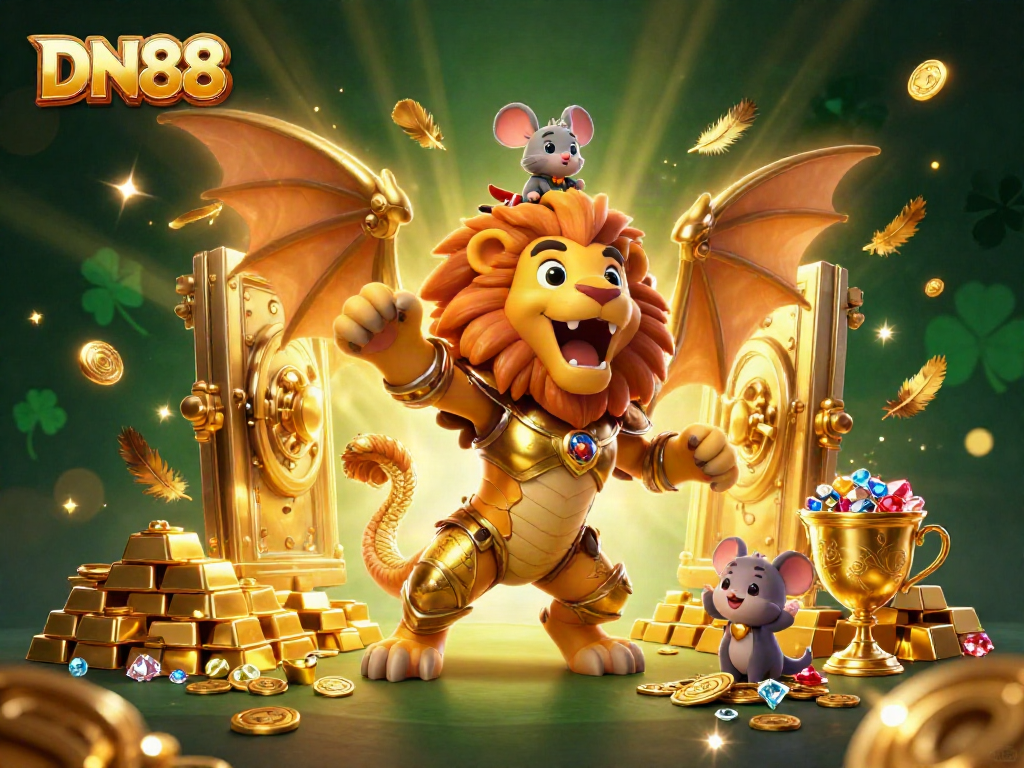 Experience thrilling games at DN88, with golden treasures and dynamic casino elements.