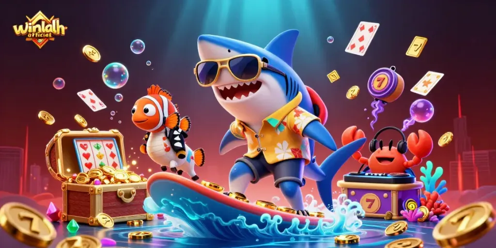 Experience exhilarating wins with winlah-official's vibrant casino adventure filled with entertaining gaming characters.
