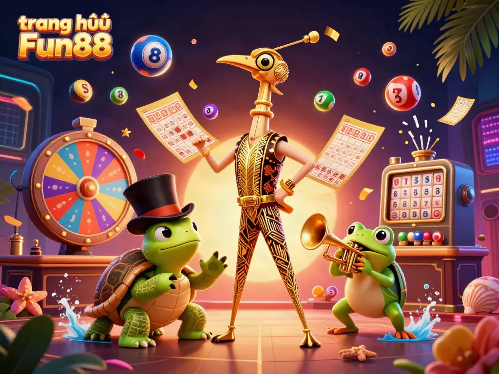 Experience the excitement of trang chủ Fun88 with dynamic gaming elements and lively characters in an immersive casino scene.