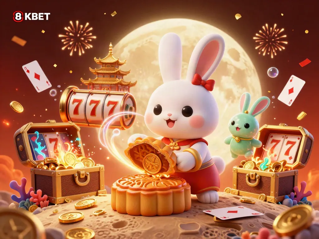 Experience the thrilling action of 8KBET through a moon rabbit fantasy, revealing casino treasures.