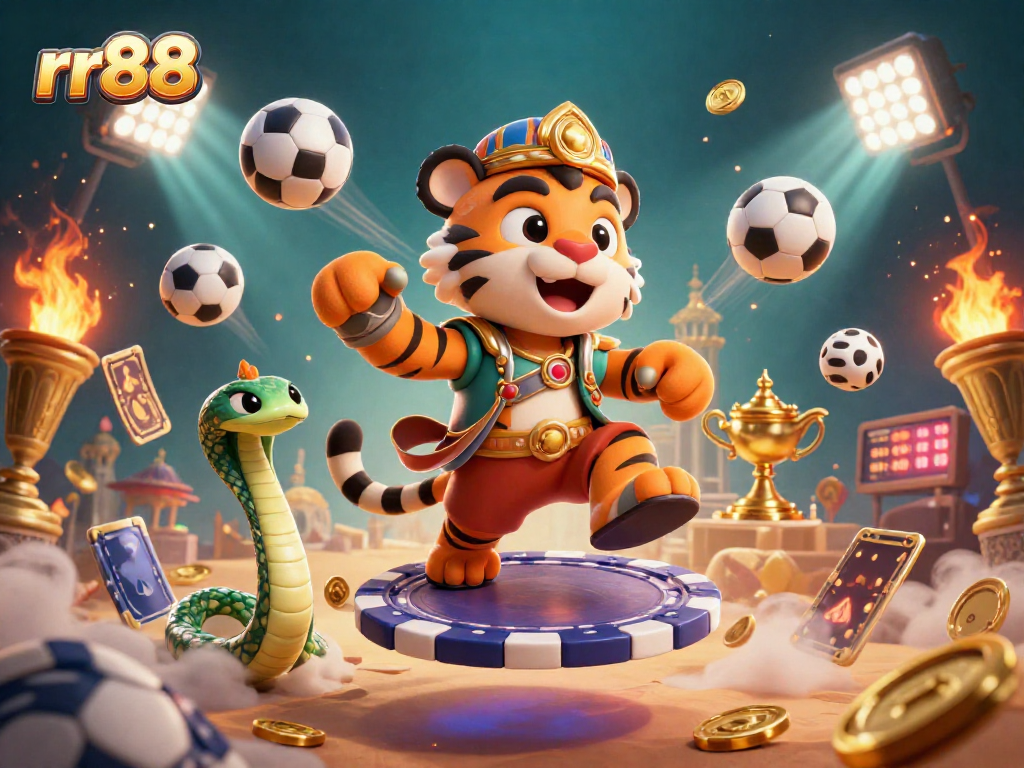 Experience exhilarating gaming with rr88, highlighted by a captivating Arabian-themed scene filled with dynamic sports elements.