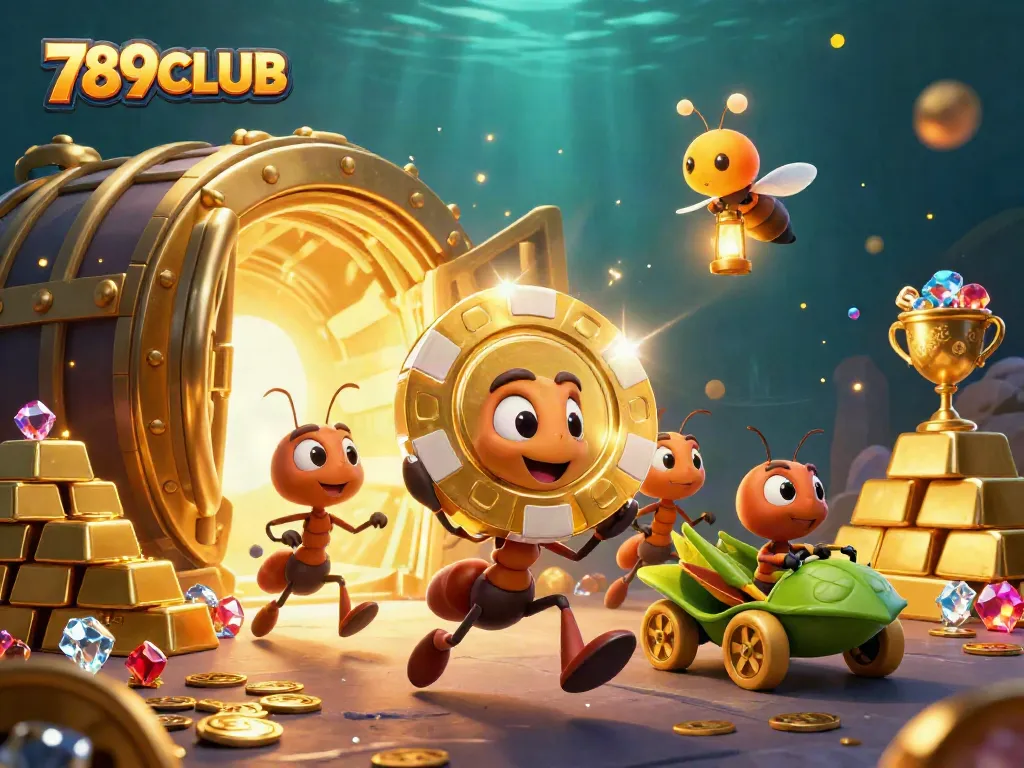 Experience high-stakes fun with 789CLUB in this vibrant, animated casino heist scene