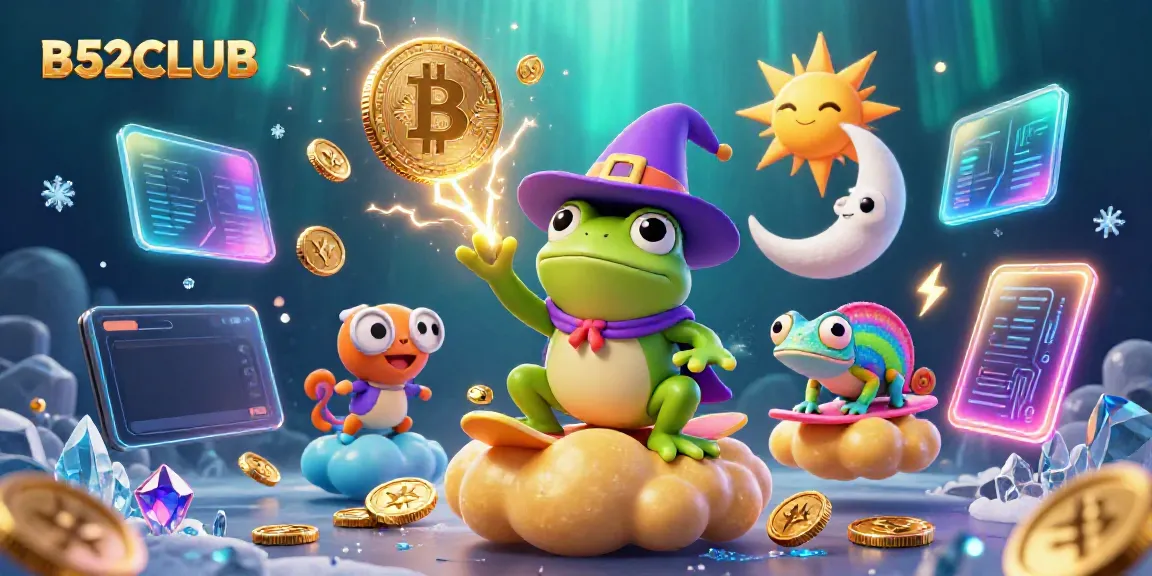 Experience the excitement of B52CLUB with a dynamic storm of coins and vibrant characters.