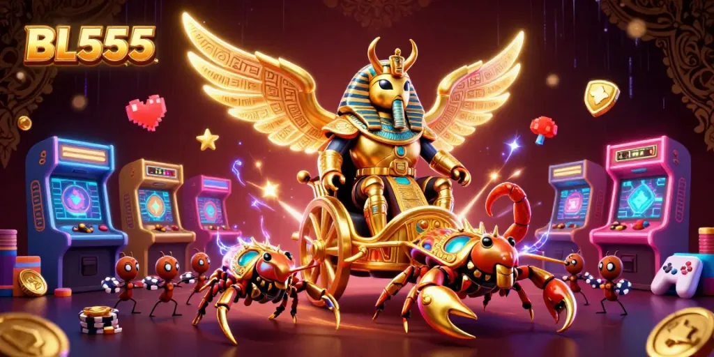 BL555's exciting casino-themed illustration showcases a vibrant world of gaming, bringing luck and adventure.