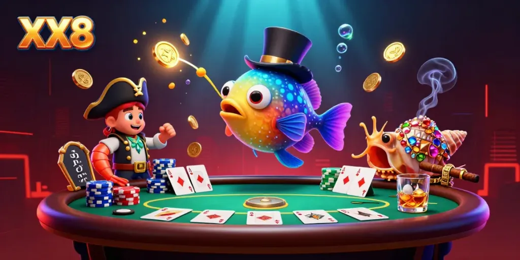 Enhance your winnings with XX8's exciting casino elements in a lively underwater scene