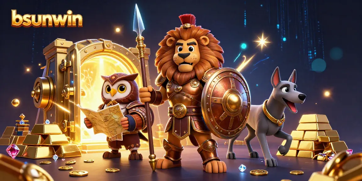 Experience exhilarating gameplay at bsunwin, showcasing vibrant treasures and triumphant characters in a dynamic casino scene.