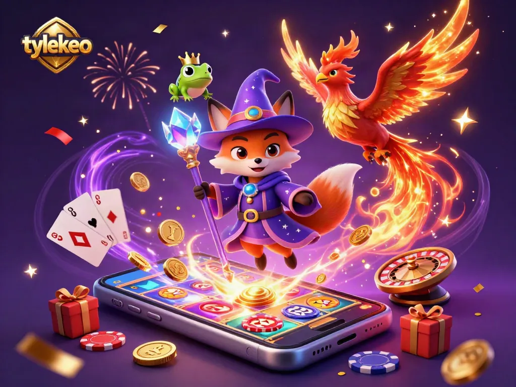 Place bets with tylekeo as the colorful slot game spins alongside a magical scene of a wizard fox.