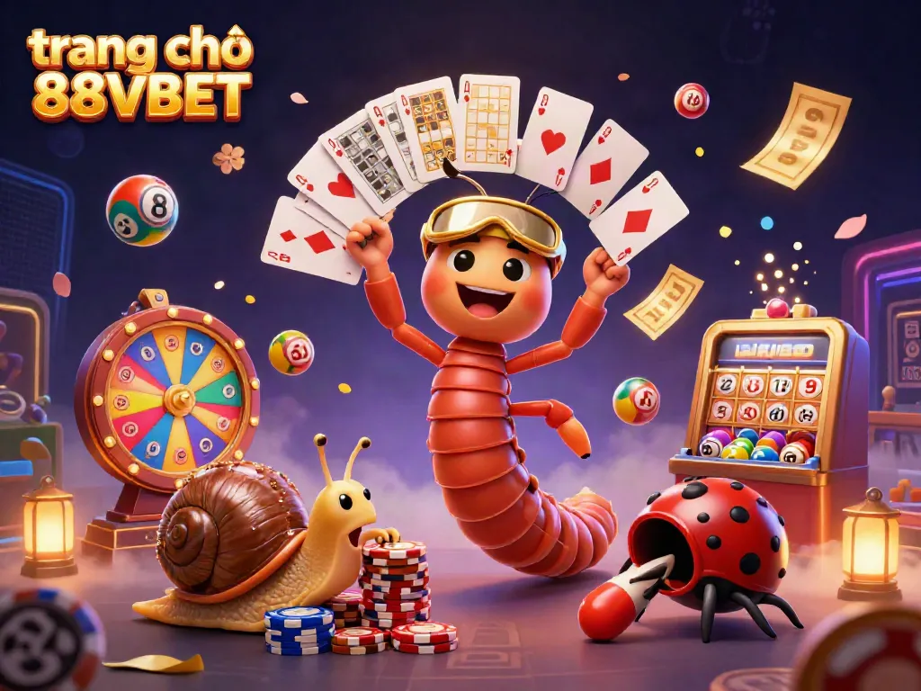 Experience vibrant gameplay at trang chủ 88VBET, where a cartoon dealer engages in thrilling lottery action.