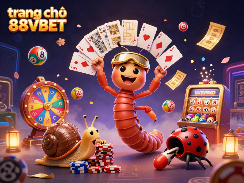 Experience vibrant gameplay at trang chủ 88VBET, where a cartoon dealer engages in thrilling lottery action.