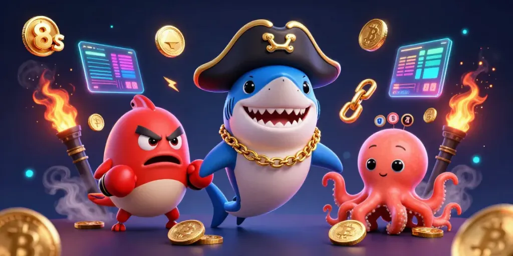 Experience the excitement of 8s with animated casino elements like slot reels and glowing coins.