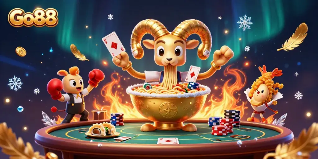 Engage in thrilling gameplay with Go88 as a vibrant ramen bowl and sushi dealer captivate players.