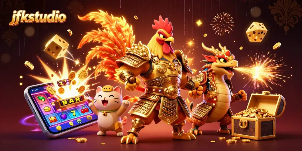 Enhance your gameplay with jfkstudio's dynamic casino scene filled with excitement and winning potential.