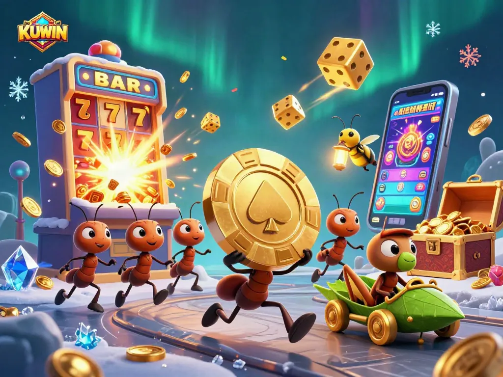KUWIN players engaging in a heist adventure, showcasing dynamic casino elements around them.