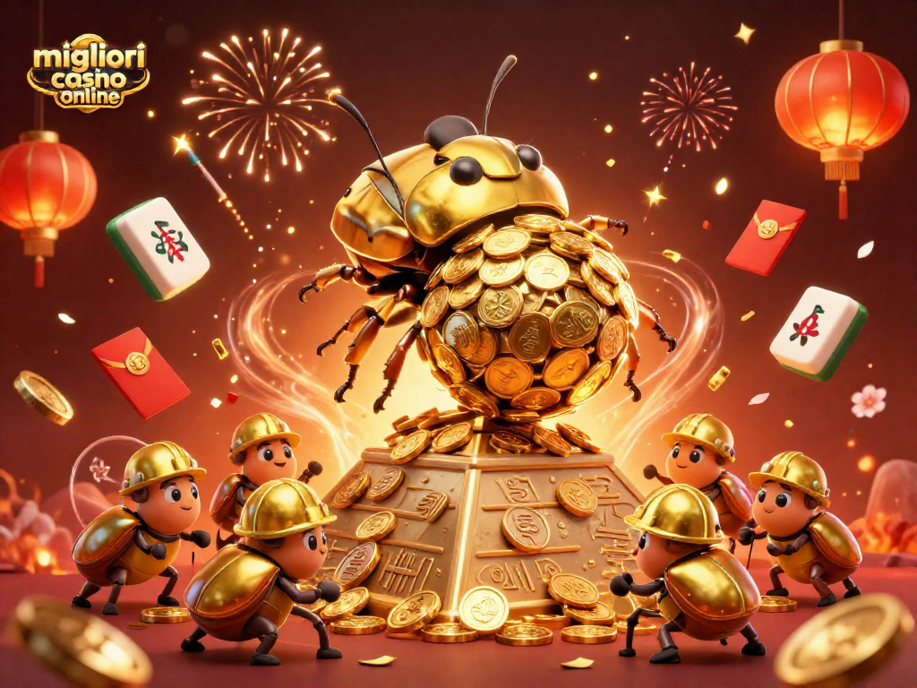 I migliori casino online offrono un'esperienza unica con un grande scarabeo d'oro che rotola una pallina di monete.