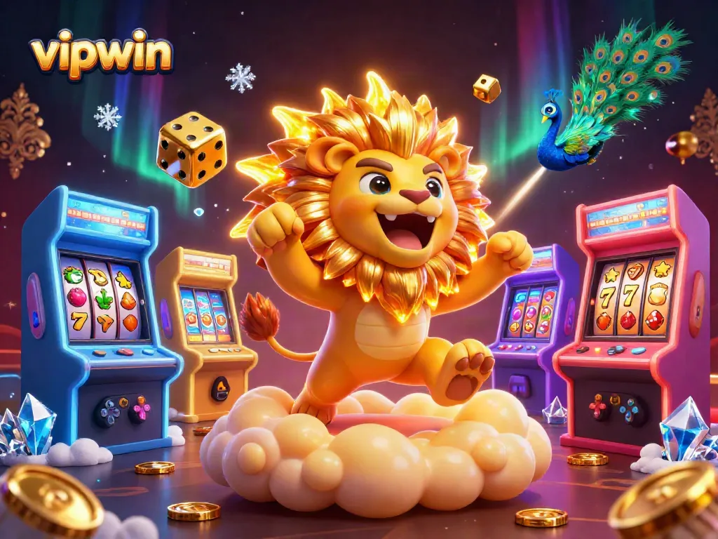 Experience the thrill of vipwin with vibrant casino elements and characters in a dynamic 3D scene.