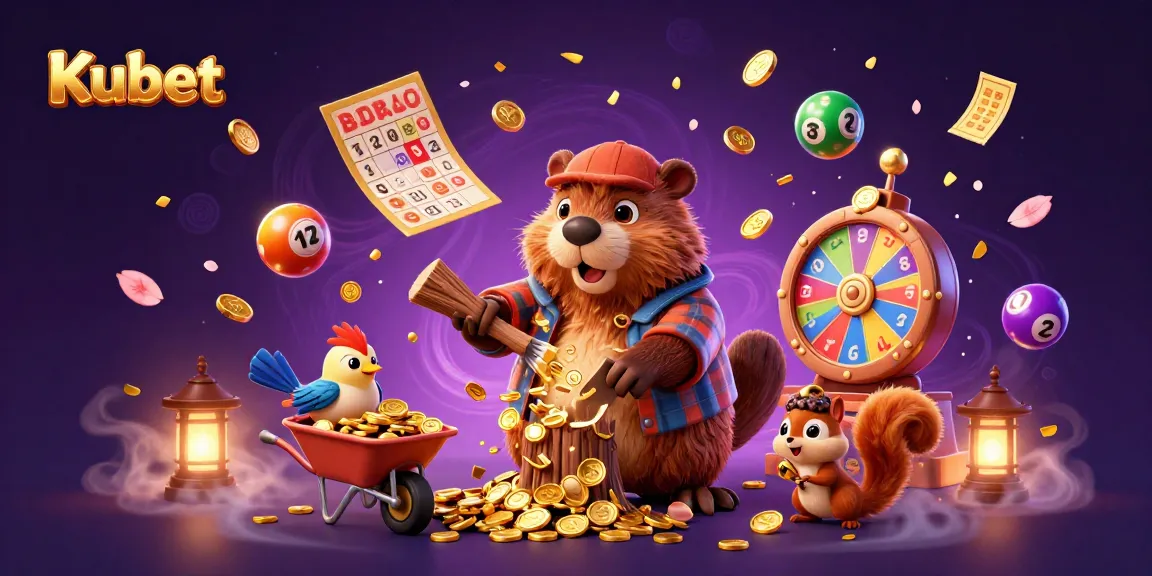 Kubet's vibrant casino scene showcases playful characters amidst a dynamic array of gambling elements, enhancing your gaming experience.