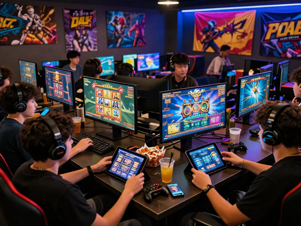 Players enjoying exciting lumbung88 online slot games in a vibrant gaming atmosphere