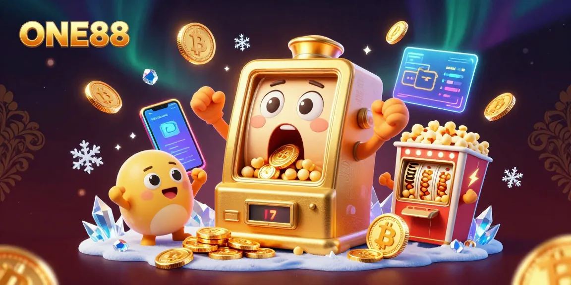 ONE88 slot machine jackpot scene with dynamic crypto themes and vibrant golden elements