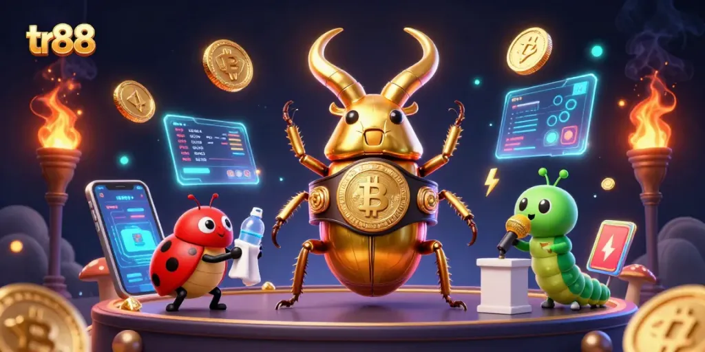 tr88 rings in excitement as a golden stag beetle battles on a vibrant casino stage