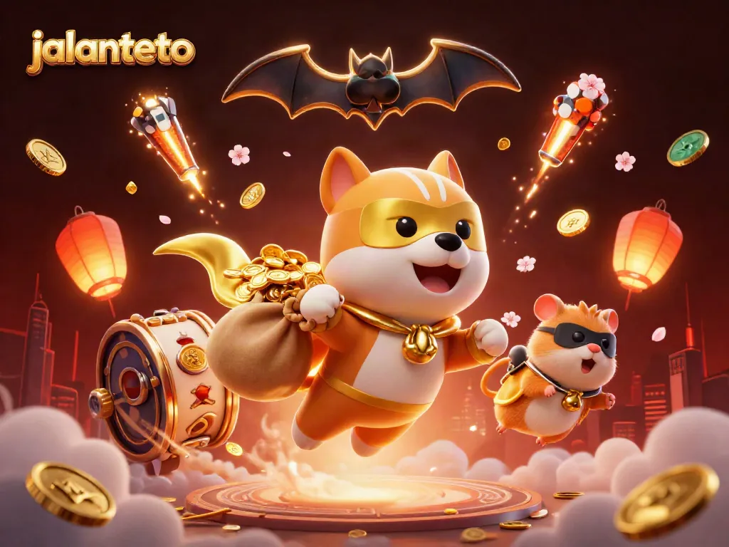 Experience the thrill of jalantoto with a superhero dog and golden coins in a dynamic casino scene.