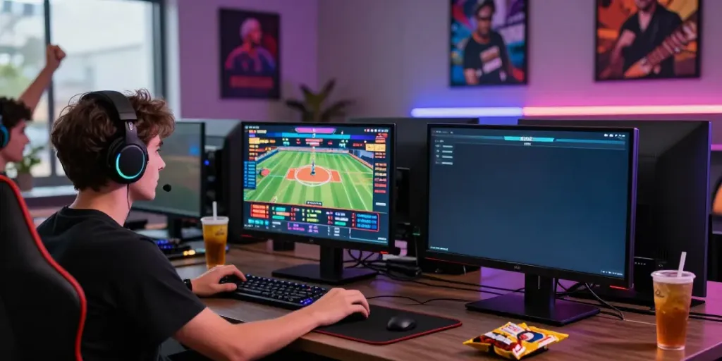 Engaged gamer playing da88 casino games on a high-spec PC setup.