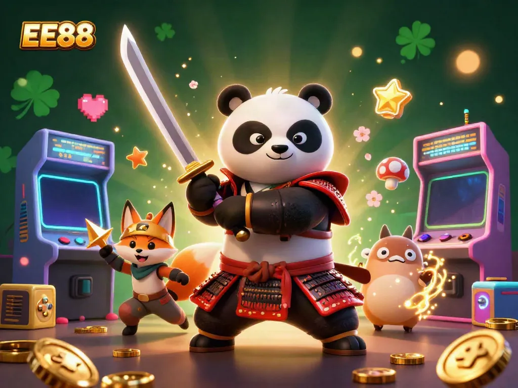 Experience the thrill of gambling adventures with EE88's dynamic gaming characters in colorful 3D.