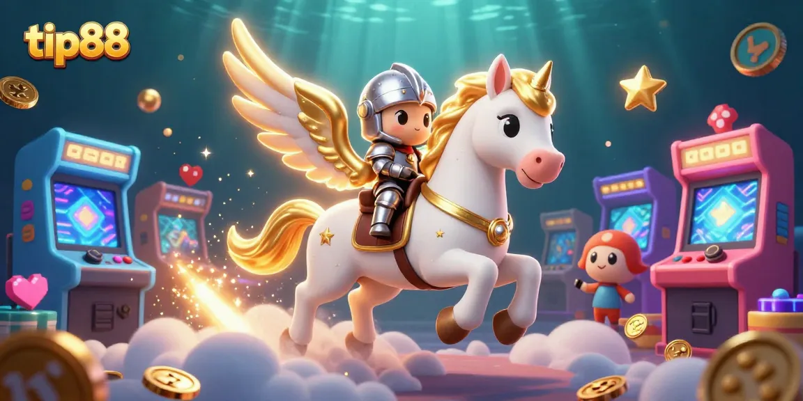 Experience the thrills of tip88 with the knight and celestial horse in a vibrant casino adventure.
