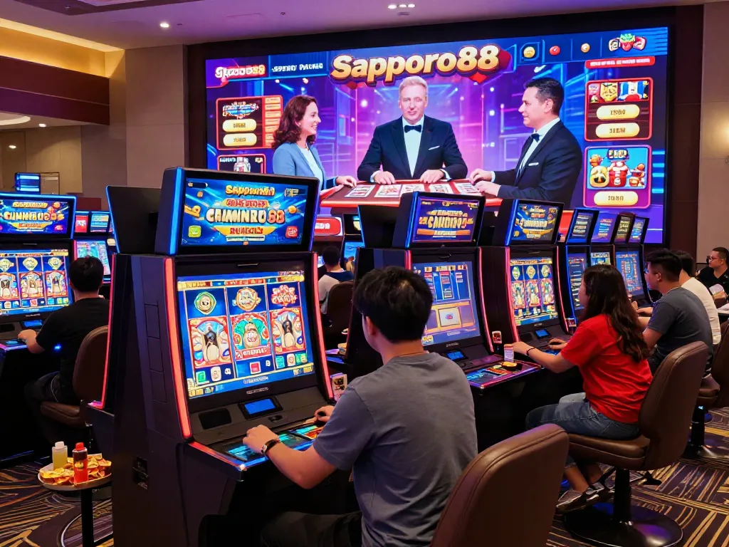 Exciting Sapporo88 online gaming scene with diverse players enjoying interactive slots.
