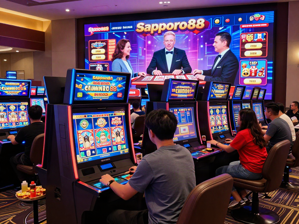 Exciting Sapporo88 online gaming scene with diverse players enjoying interactive slots.