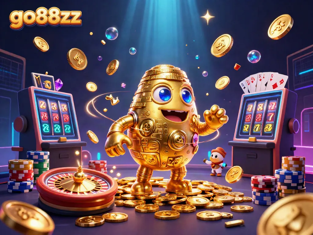 Experience thrilling slots with go88xz featuring a golden golem and dynamic casino elements