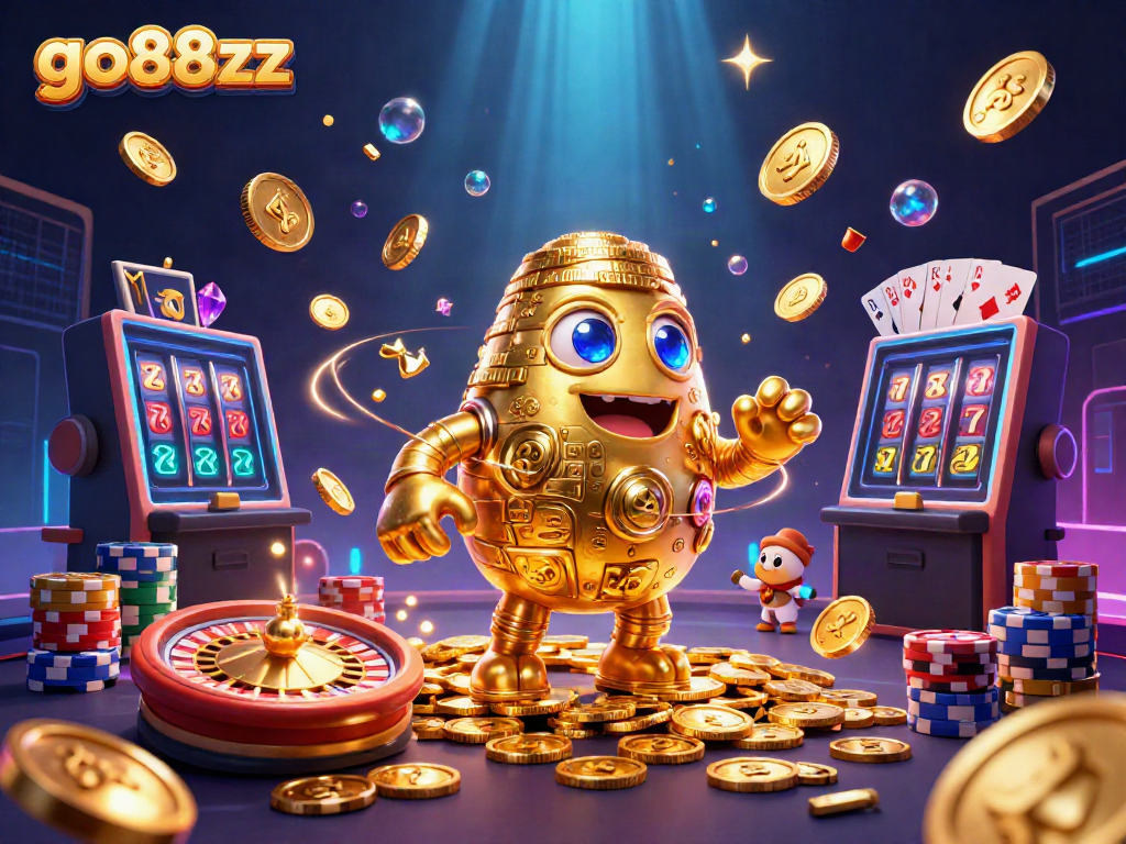 Experience thrilling slots with go88xz featuring a golden golem and dynamic casino elements