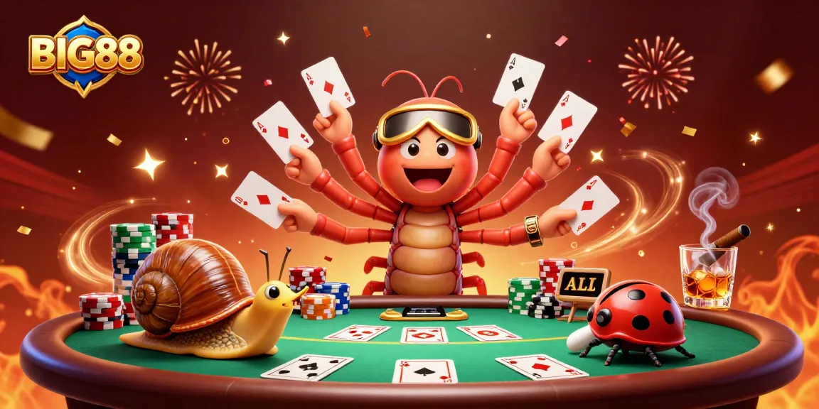 Join the winning action at BIG88 with vibrant characters and dynamic casino elements in this lively illustration.